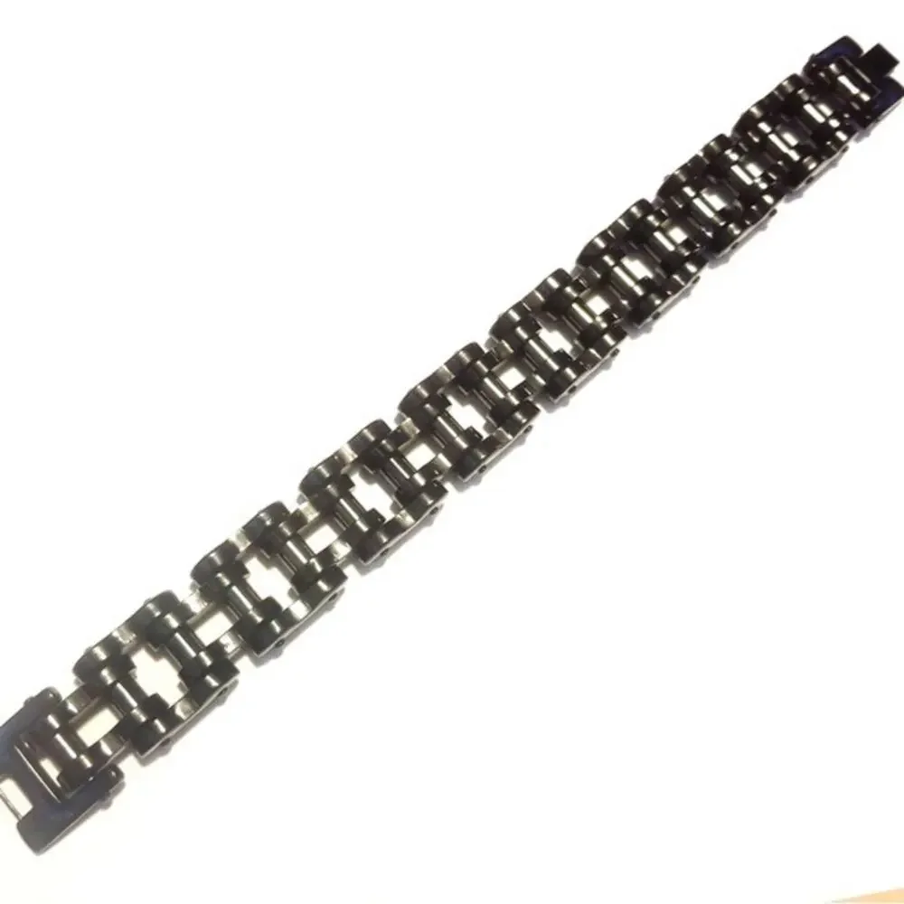 Men’s black 316L stainless steel bike‎ chain tarnish resistant bracelet 10